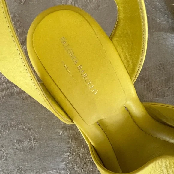 Paloma Barcelo Yellow Leather Wedge Sandals - Picture 4 of 7
